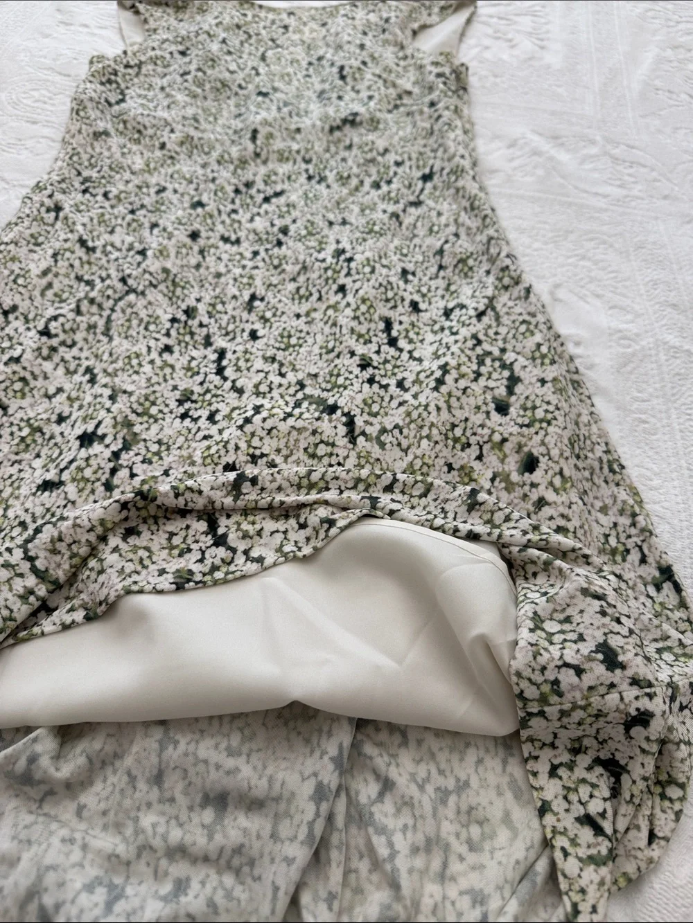Tory Burch Sleeveless Floral Midi Dress in Ivory and Green
